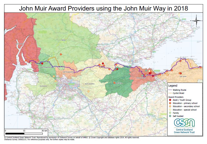 JMA Providers using the John Muir Way 2018