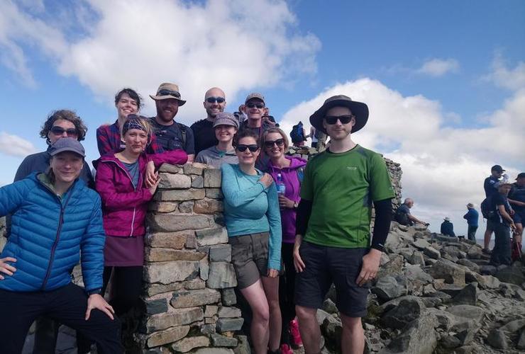 With friends on top of Scafell peak