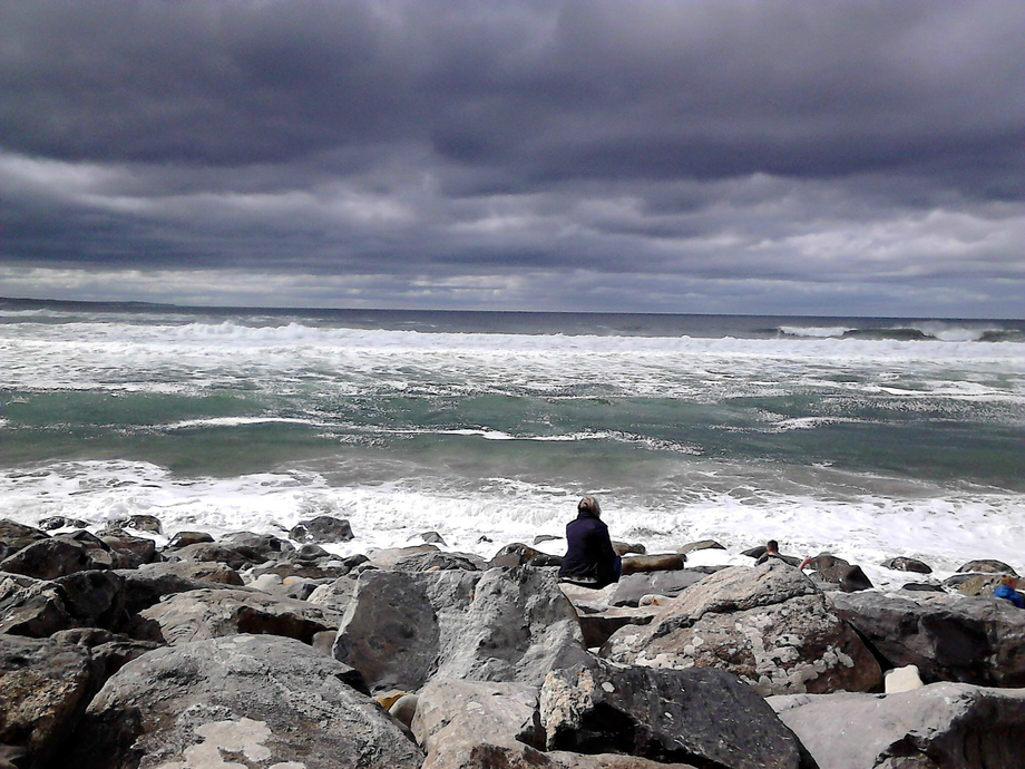 Sitting at waters edge