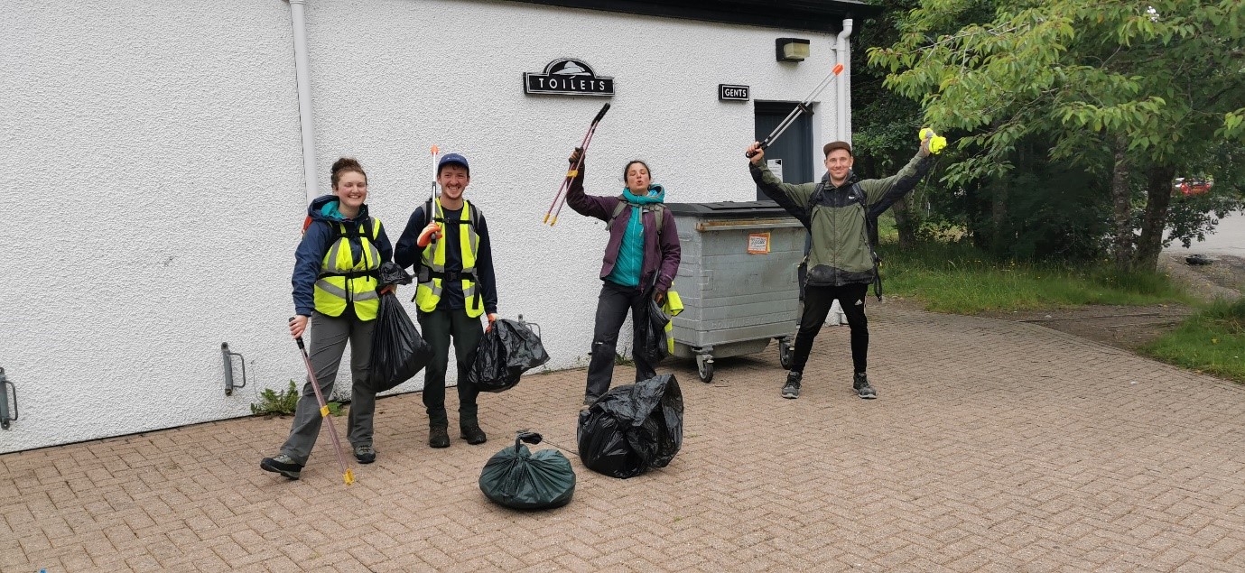 Nathan's litter picking volunteers at Nevis