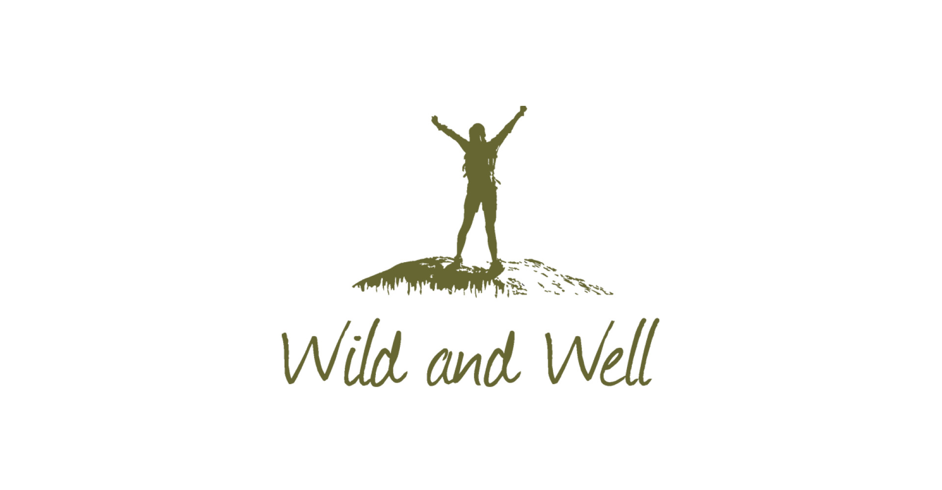 Wild and Well logo olive outline on rectangle