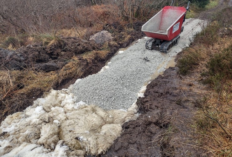 Kilmarie path repairs with sheep wool 1