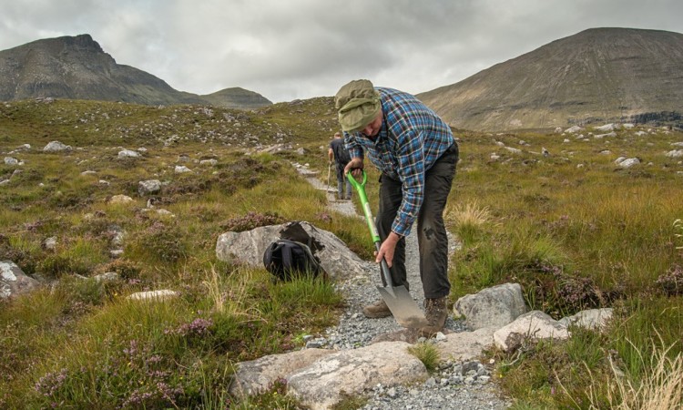 Clearing cross drains on Quinag