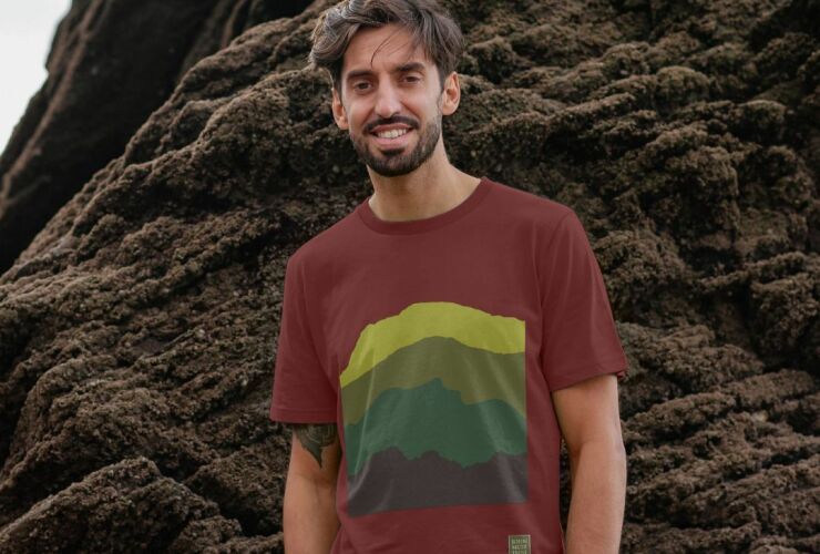 man in mountain t-shirt