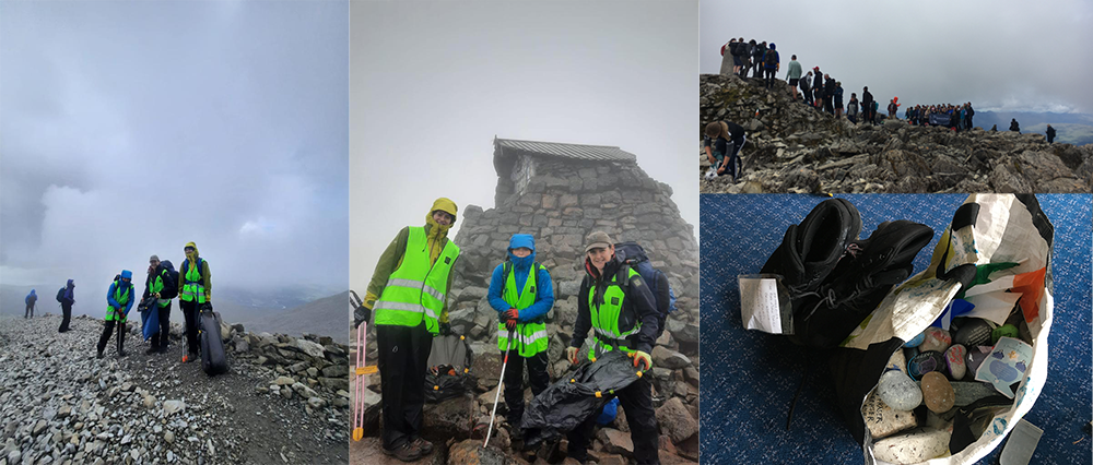 Nevis - litter picking on summit