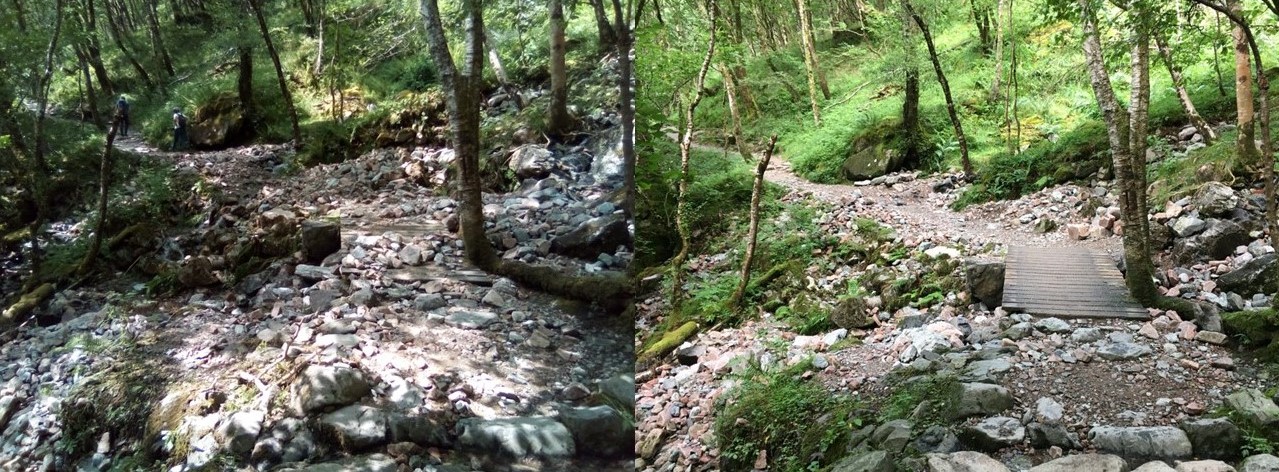 Nevis - rock slide before and after