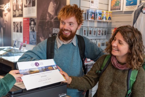 People getting John Muir Way certificates